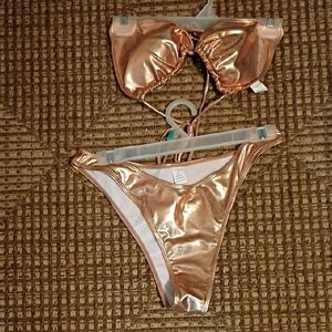 Metallic Rose Gold Two-Piece Bikini